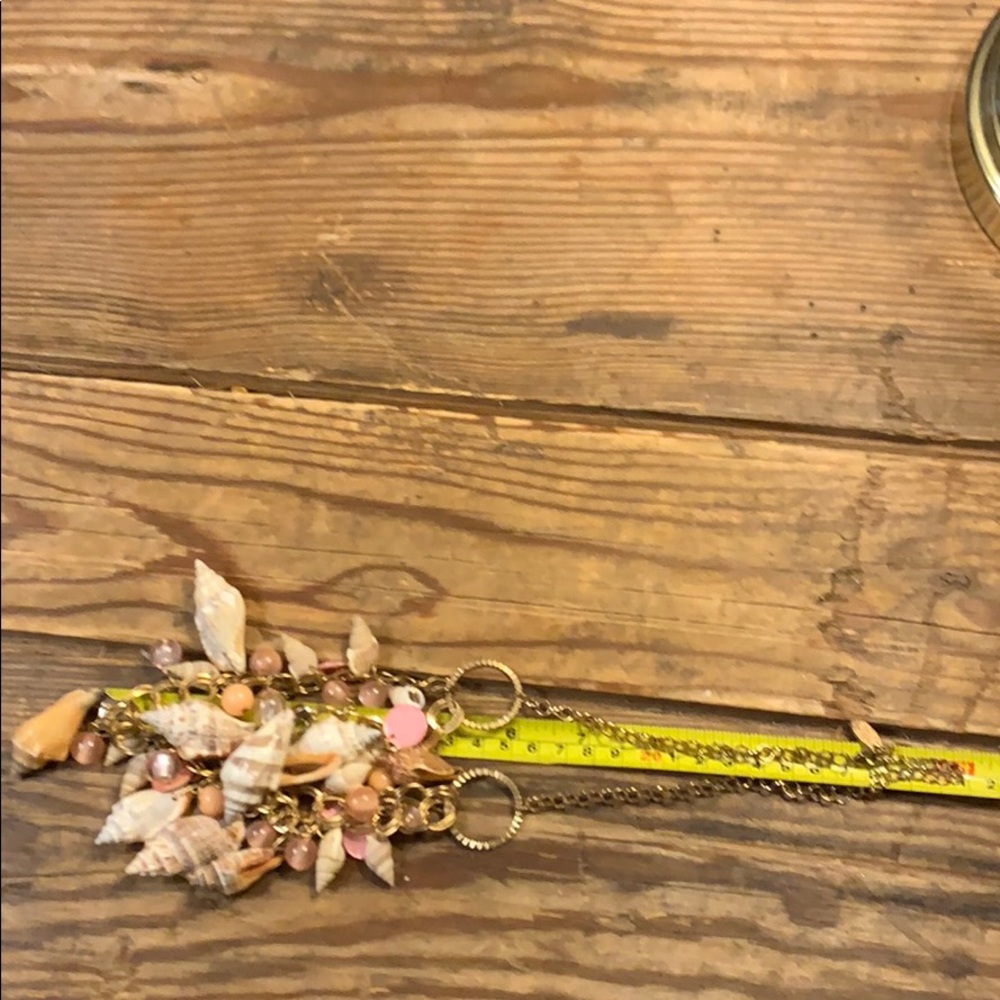 Gold,bead and seashell layered necklace